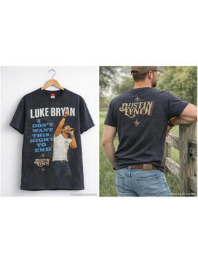 Justin Lynch Luke Bryan Concert T Shirt Black Hanes Tagless Large Country Music